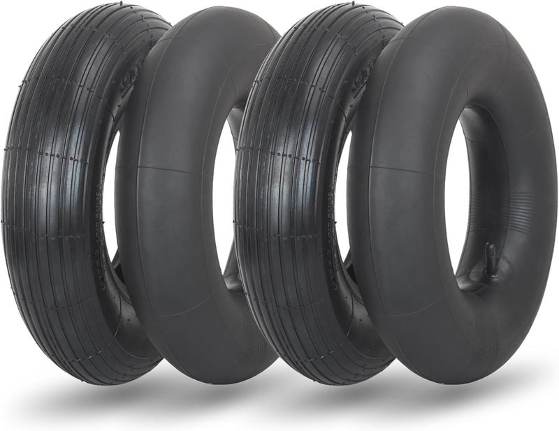 GICOOL 4.00-6 Replacement Tire and Inner Tube Set, 2 Pack, 13" Heavy Duty Tire and Wheel, TR-13 Straight Valve Stem, for wheelbarrow Trolley Dolly Garden Wagon Wheel Replacement - Image 1